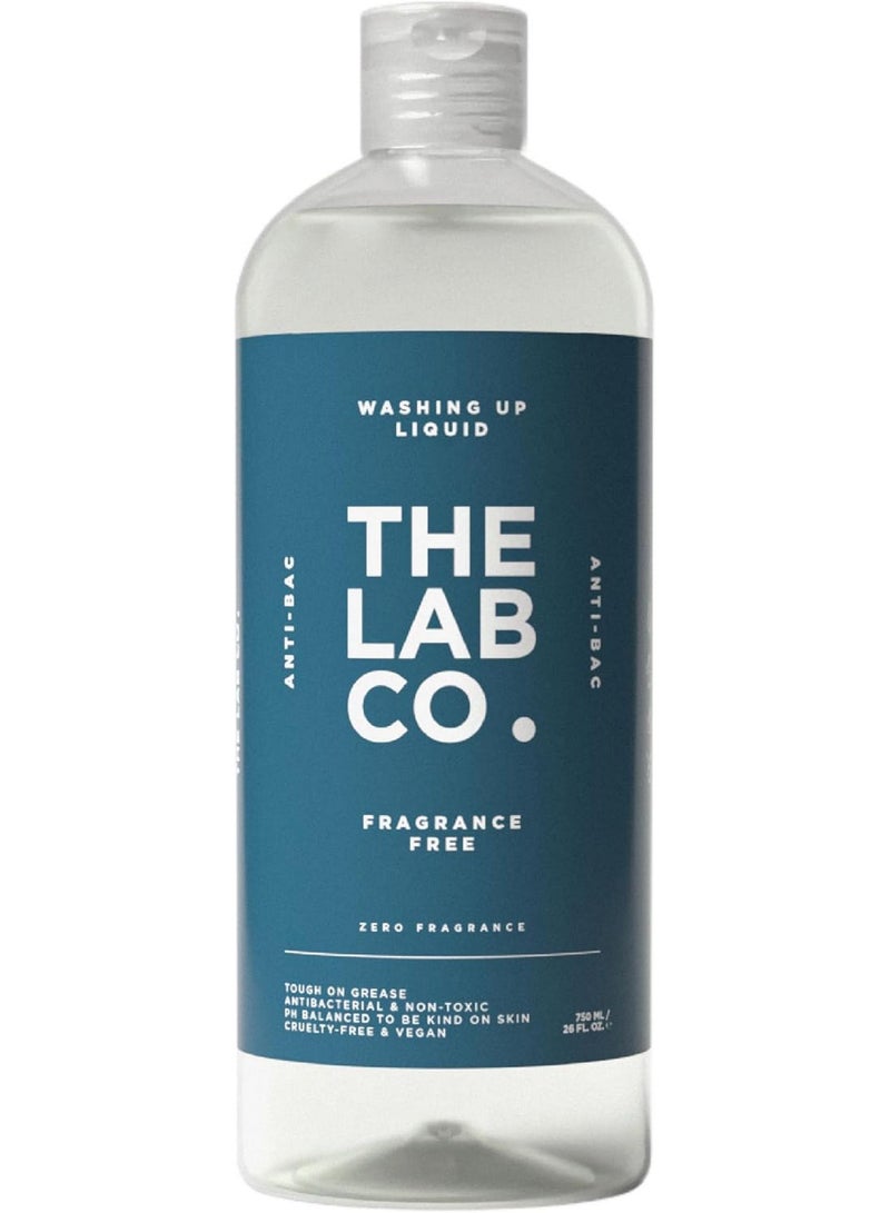 The Lab Co. Washing Up Liquid Antibacterial Dishwashing Fragrance Free Unscented No Perfume For Sensitive Skin 750 ML